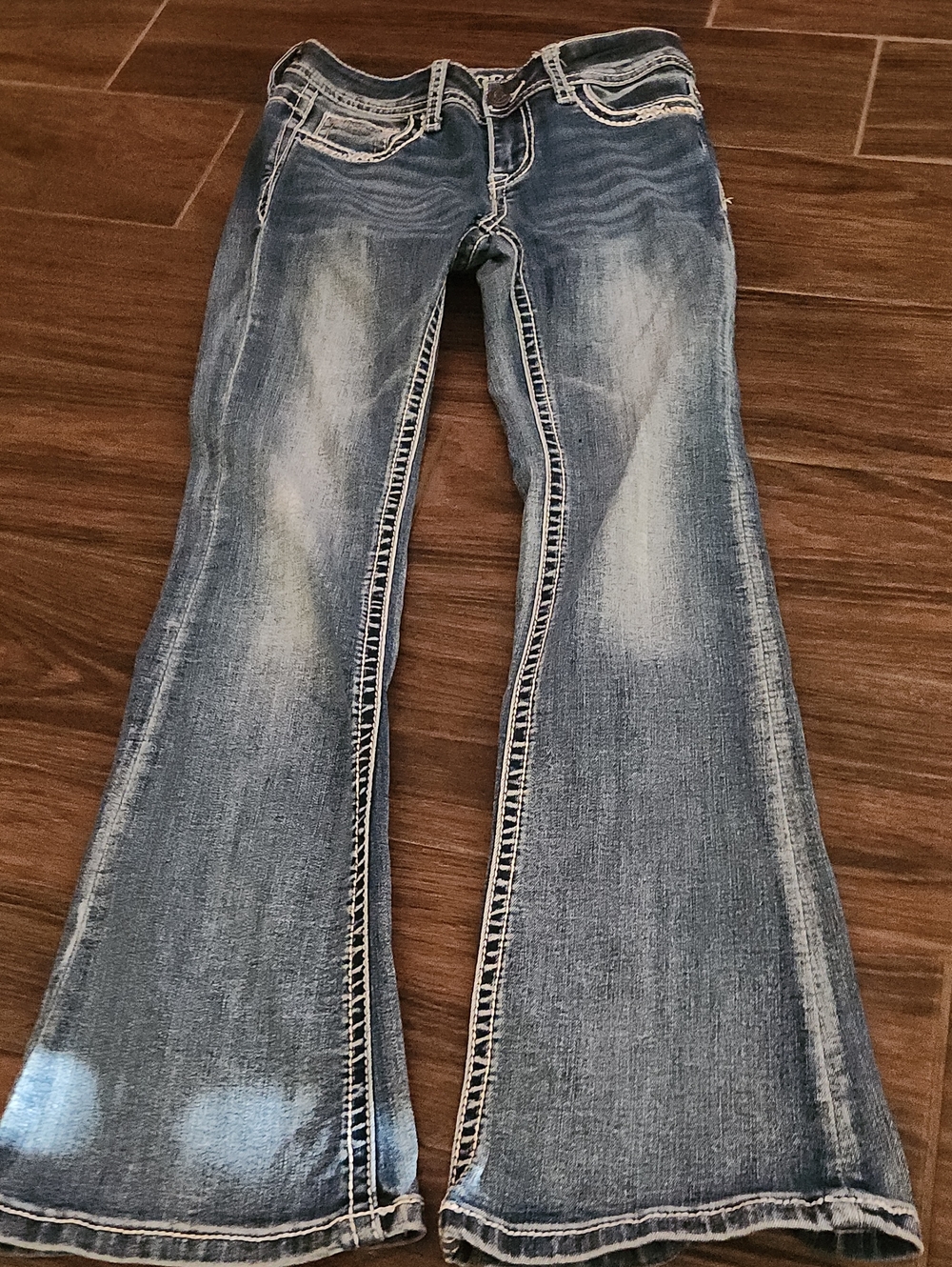 Grace in LA Blue Washed Flare Jeans